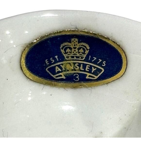 Aynsley Just Orchids heart shaped ring dish bone china floral yellow white blue - Picture 4 of 8